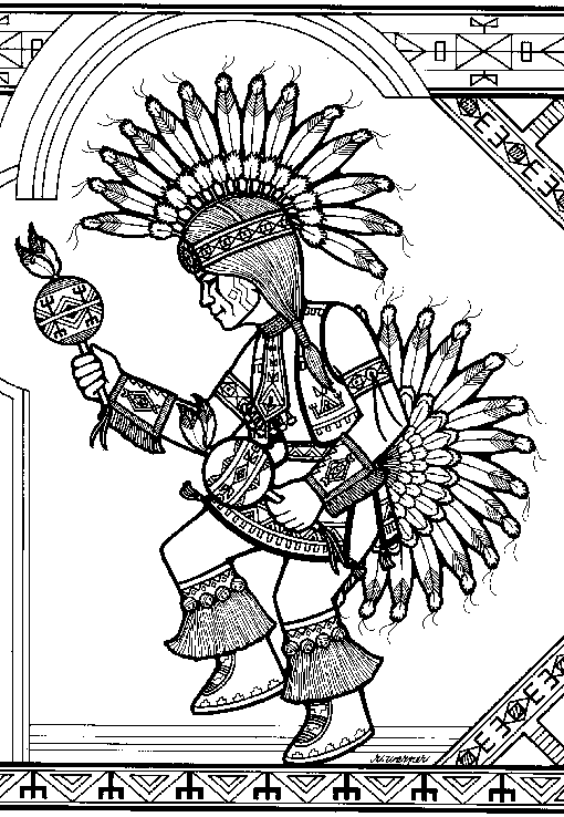Dessin à colorier: Amérindien (Personnages) #149011 - Coloriages à Imprimer Gratuits