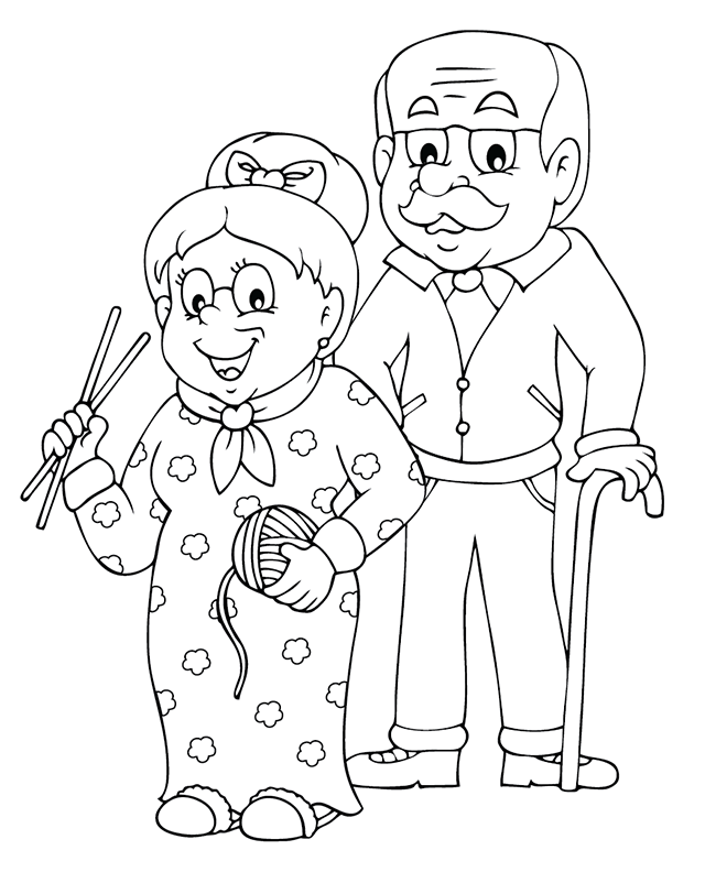 Dessin à colorier: Grand parents (Personnages) #150620 - Coloriages à Imprimer Gratuits
