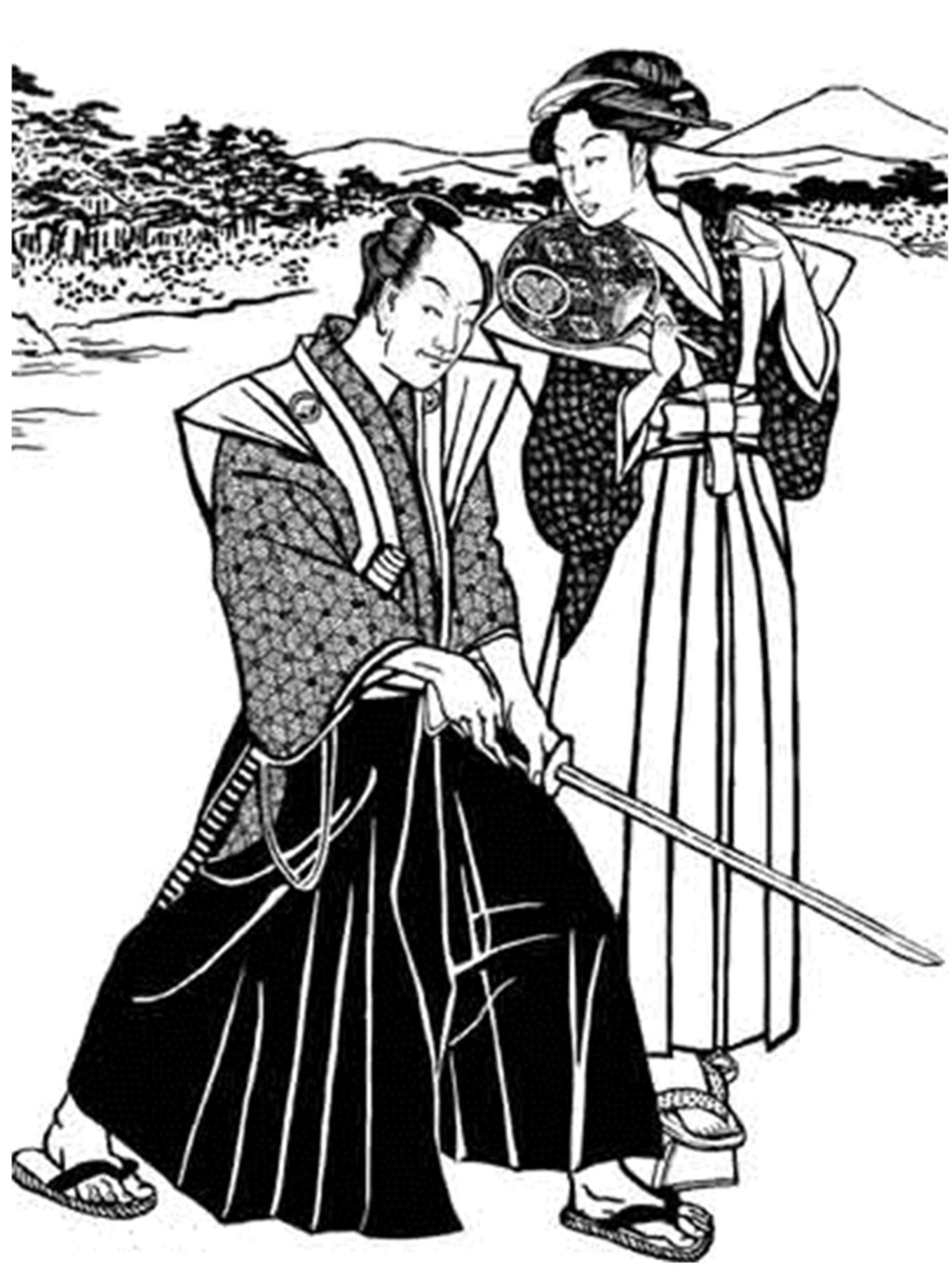 Dessin à colorier: Samouraï (Personnages) #107387 - Coloriages à Imprimer Gratuits