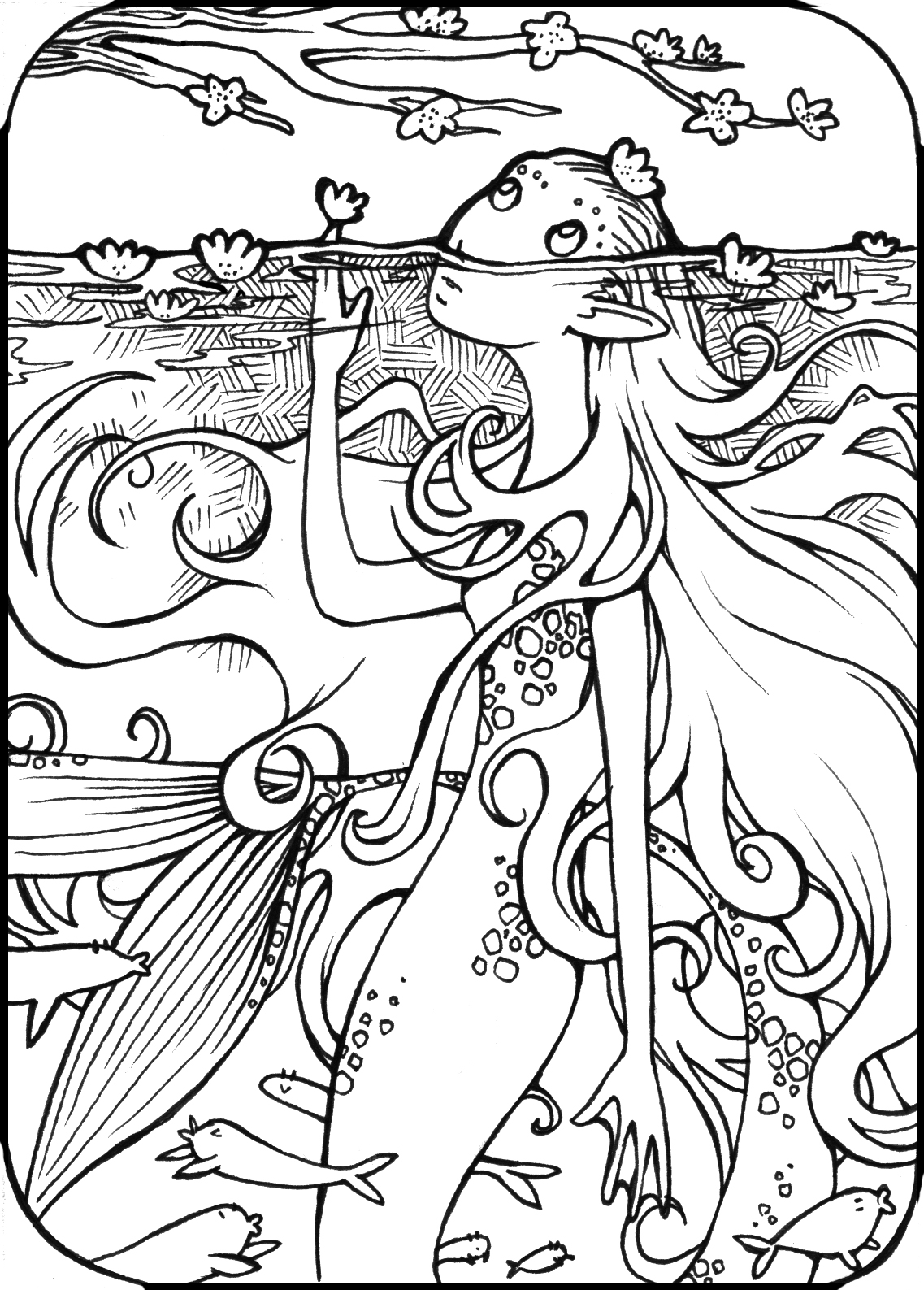 Dessin à colorier: Sirène (Personnages) #147347 - Coloriages à Imprimer Gratuits