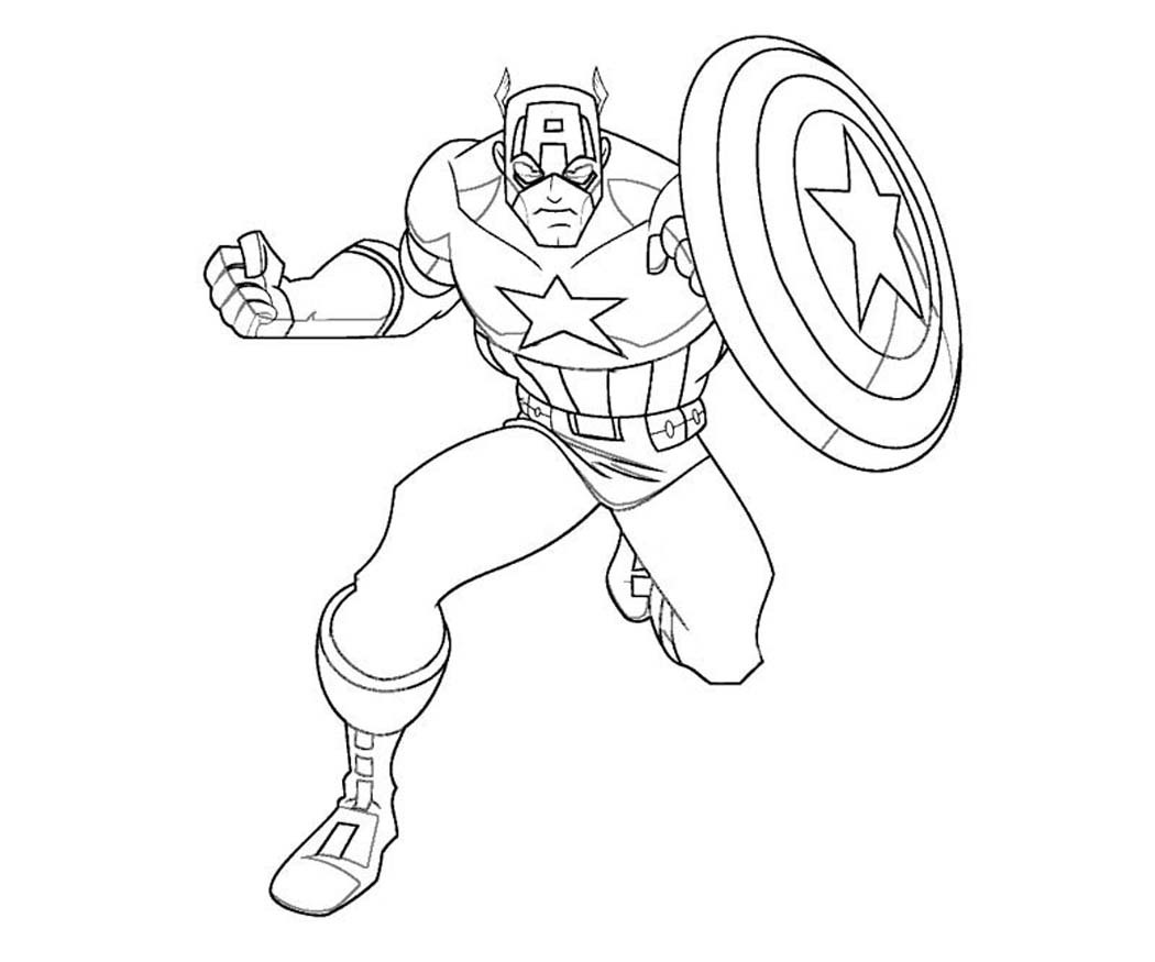 Dessin à colorier: Captain America (Super-héros) #76577 - Coloriages à Imprimer Gratuits