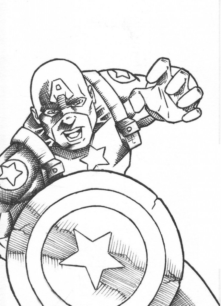 Dessin à colorier: Captain America (Super-héros) #76579 - Coloriages à Imprimer Gratuits