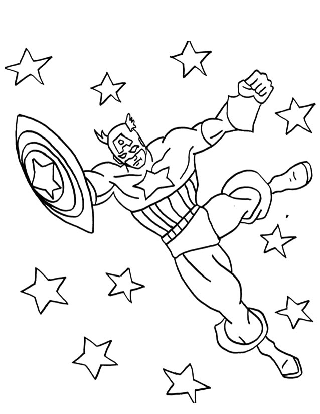 Dessin à colorier: Captain America (Super-héros) #76607 - Coloriages à Imprimer Gratuits