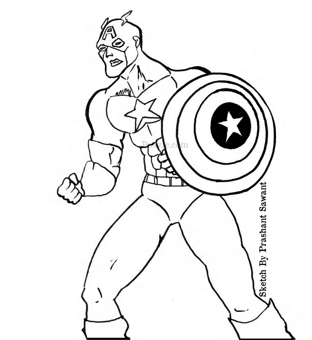 Dessin à colorier: Captain America (Super-héros) #76642 - Coloriages à Imprimer Gratuits