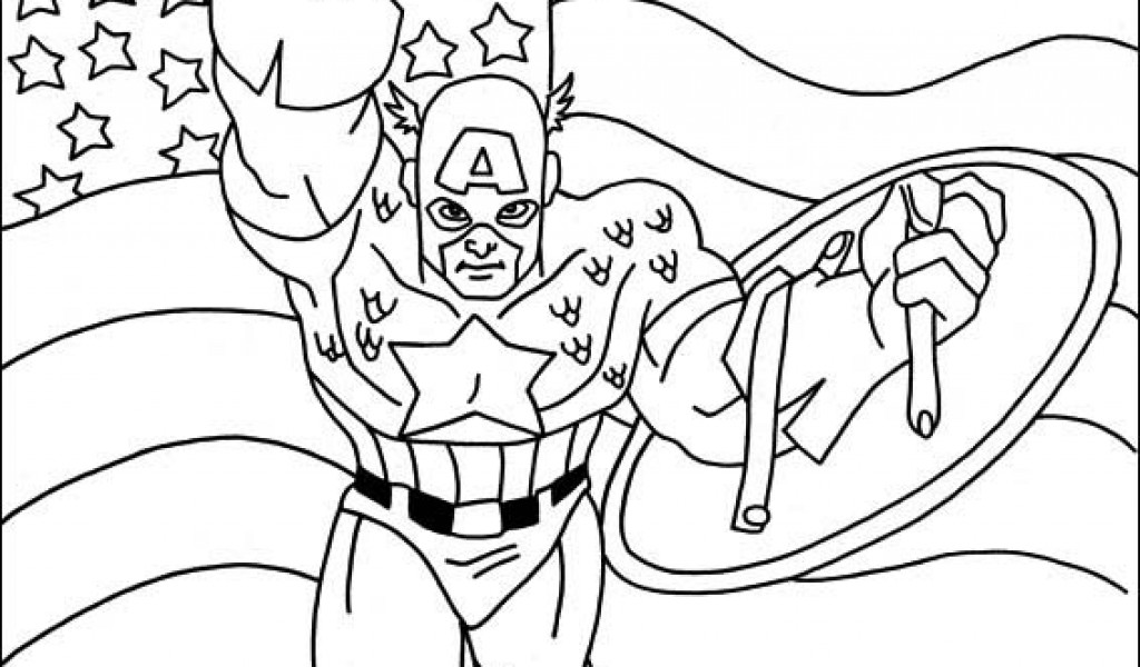 Dessin à colorier: Captain America (Super-héros) #76662 - Coloriages à Imprimer Gratuits