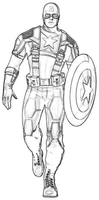 Dessin à colorier: Captain America (Super-héros) #76686 - Coloriages à Imprimer Gratuits