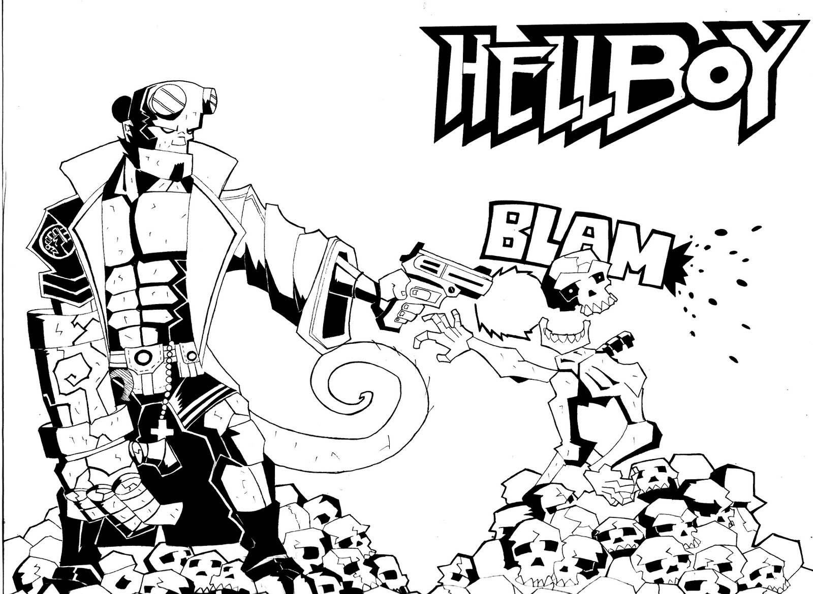 Dessin à colorier: Hellboy (Super-héros) #78608 - Coloriages à Imprimer Gratuits