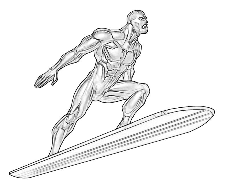Dessin à colorier: Surfeur d'Argent (Super-héros) #81132 - Coloriages à Imprimer Gratuits