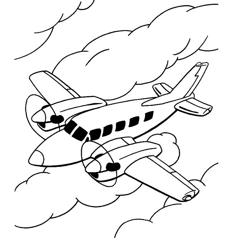 Image d'un coloriage d'avion