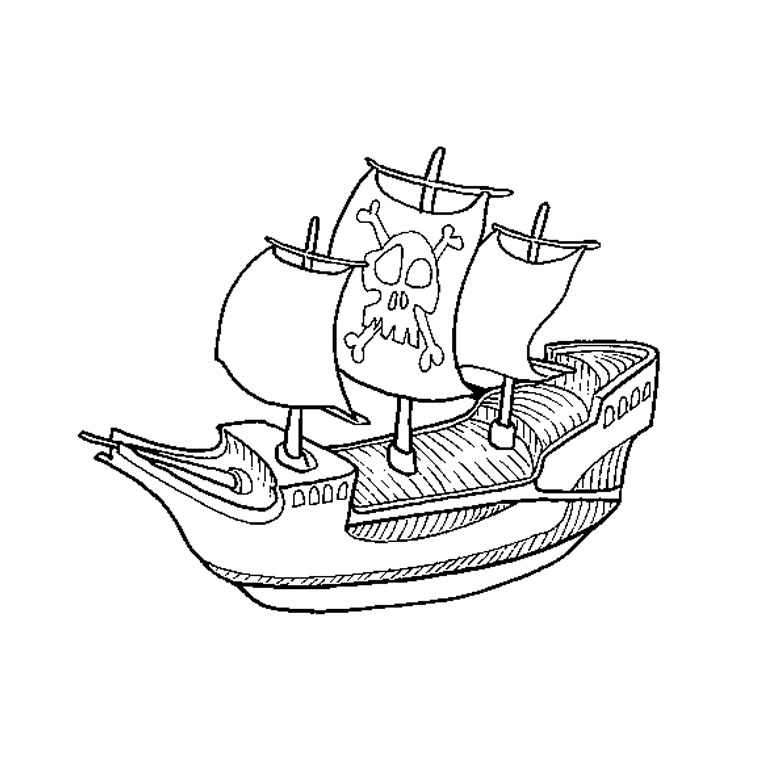 Dessin à colorier: Bateau pirate (Transport) #138211 - Coloriages à Imprimer Gratuits
