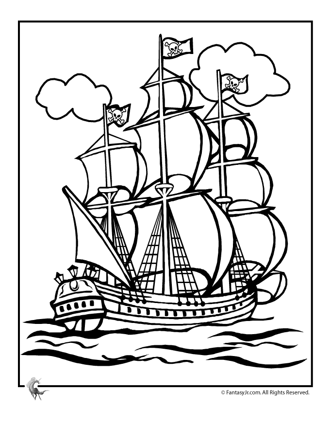 Dessin à colorier: Bateau pirate (Transport) #138214 - Coloriages à Imprimer Gratuits