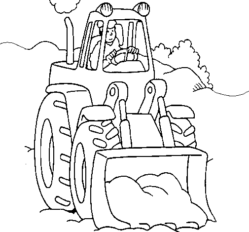 Dessin à colorier: Bulldozer / Pelle Mécanique (Transport) #141769 - Coloriages à Imprimer Gratuits