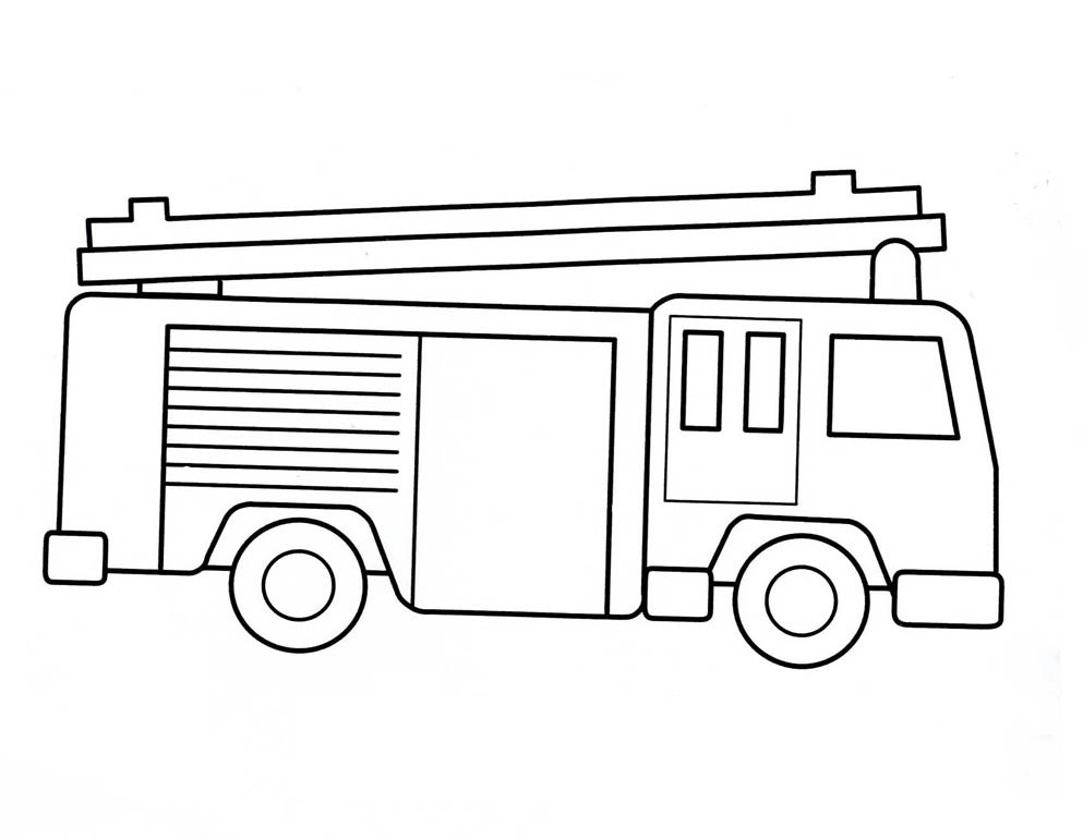 Dessin à colorier: Camion de Pompier (Transport) #135783 - Coloriages à Imprimer Gratuits