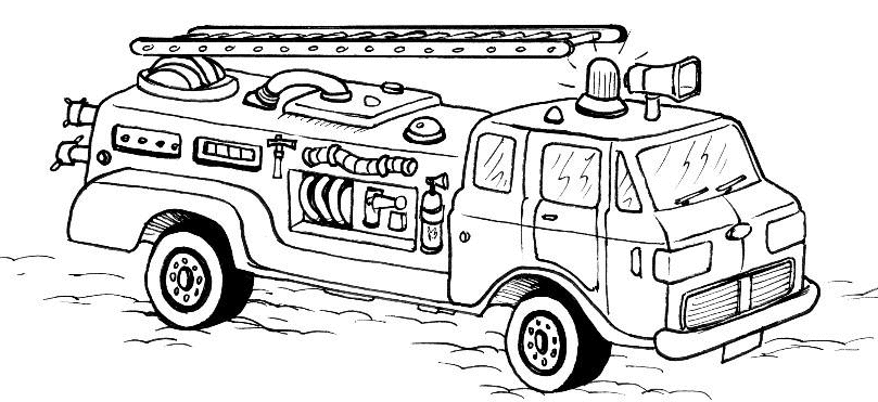 Dessin à colorier: Camion de Pompier (Transport) #135789 - Coloriages à Imprimer Gratuits
