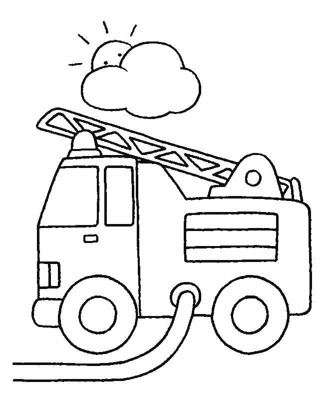 Dessin à colorier: Camion de Pompier (Transport) #135790 - Coloriages à Imprimer Gratuits