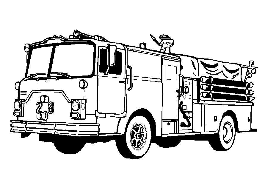 Dessin à colorier: Camion de Pompier (Transport) #135792 - Coloriages à Imprimer Gratuits