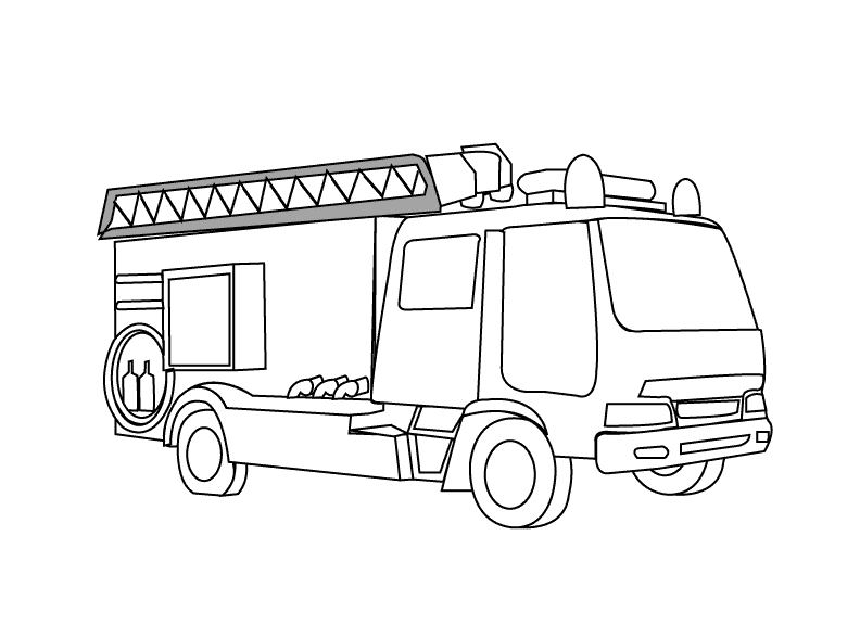 Dessin à colorier: Camion de Pompier (Transport) #135797 - Coloriages à Imprimer Gratuits