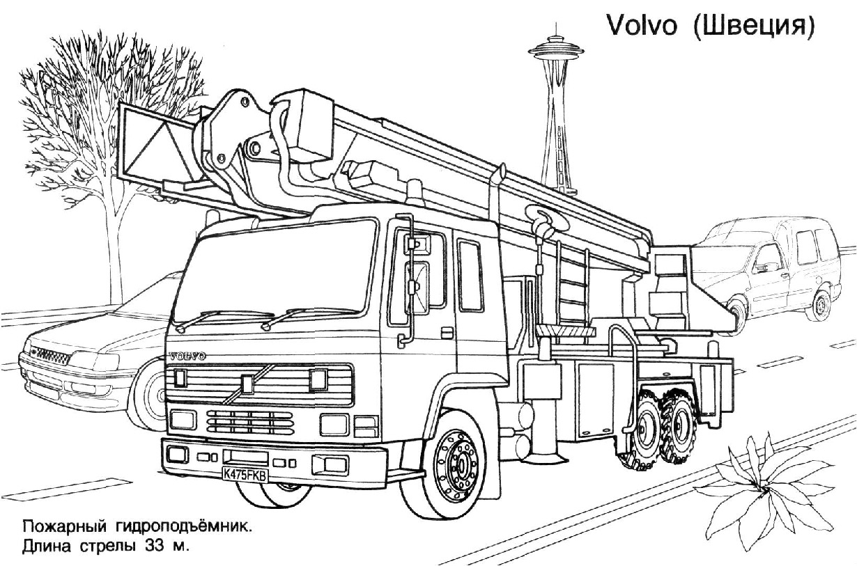 Dessin à colorier: Camion de Pompier (Transport) #135804 - Coloriages à Imprimer Gratuits