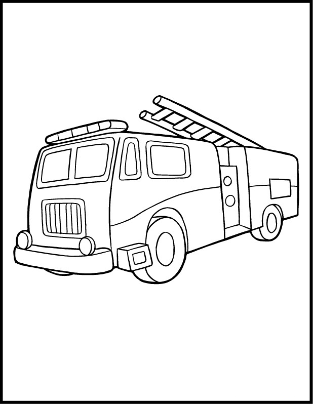 Dessin à colorier: Camion de Pompier (Transport) #135807 - Coloriages à Imprimer Gratuits
