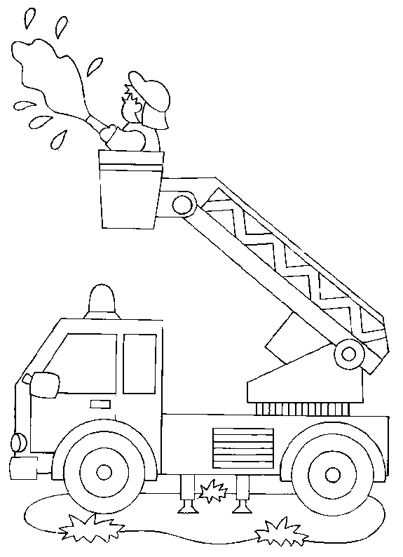 Dessin à colorier: Camion de Pompier (Transport) #135808 - Coloriages à Imprimer Gratuits