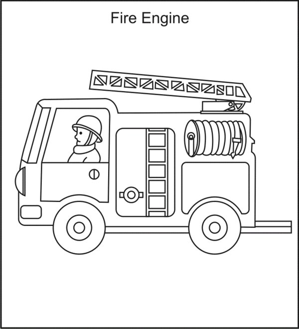 Dessin à colorier: Camion de Pompier (Transport) #135816 - Coloriages à Imprimer Gratuits