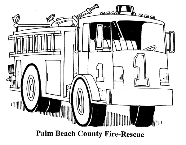 Dessin à colorier: Camion de Pompier (Transport) #135818 - Coloriages à Imprimer Gratuits