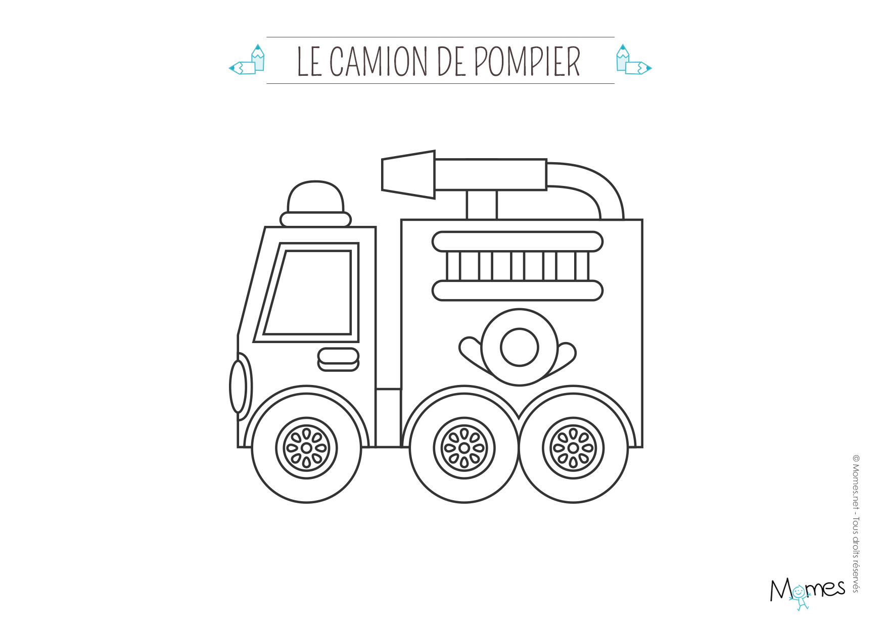 Dessin à colorier: Camion de Pompier (Transport) #135836 - Coloriages à Imprimer Gratuits