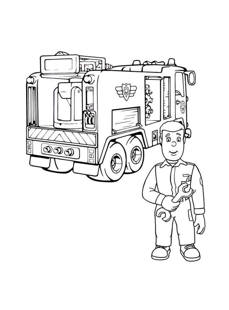 Dessin à colorier: Camion de Pompier (Transport) #135839 - Coloriages à Imprimer Gratuits