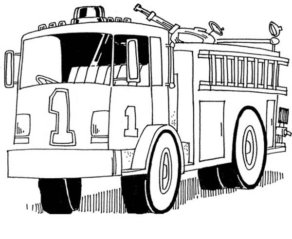 Dessin à colorier: Camion de Pompier (Transport) #135849 - Coloriages à Imprimer Gratuits