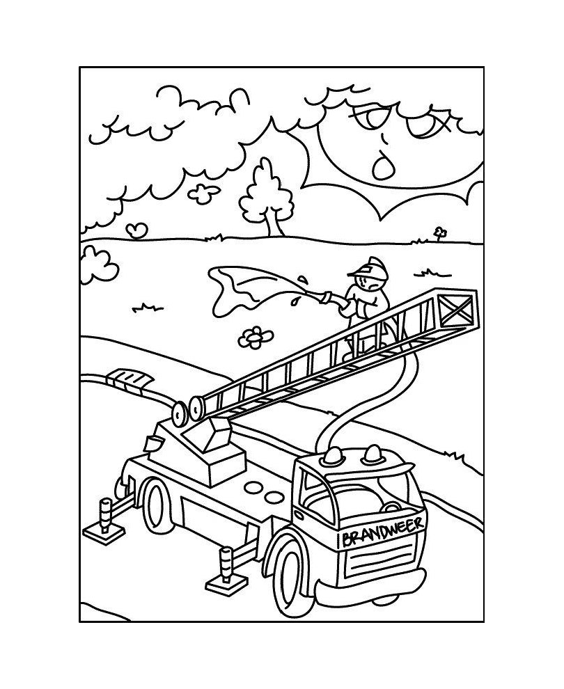 Dessin à colorier: Camion de Pompier (Transport) #135850 - Coloriages à Imprimer Gratuits