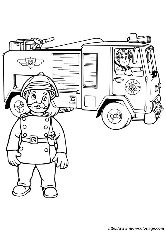 Dessin à colorier: Camion de Pompier (Transport) #135862 - Coloriages à Imprimer Gratuits
