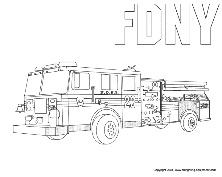 Dessin à colorier: Camion de Pompier (Transport) #135869 - Coloriages à Imprimer Gratuits