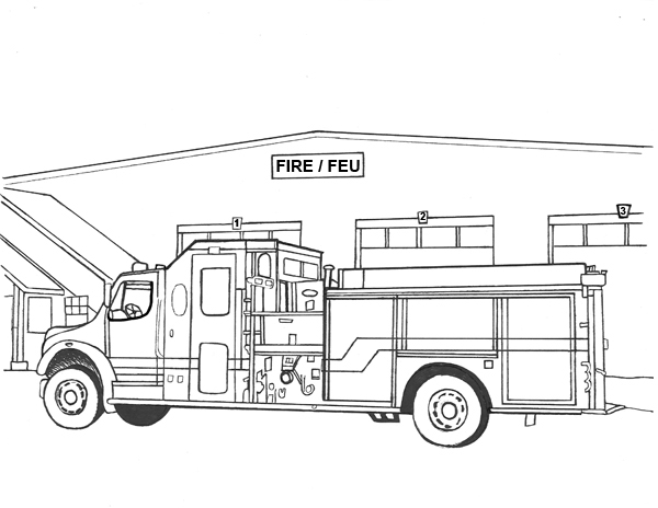 Dessin à colorier: Camion de Pompier (Transport) #135871 - Coloriages à Imprimer Gratuits