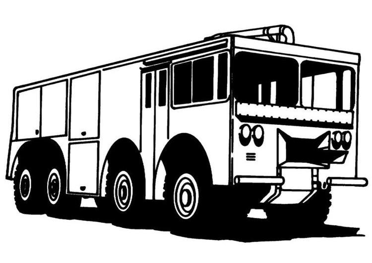 Dessin à colorier: Camion de Pompier (Transport) #135872 - Coloriages à Imprimer Gratuits