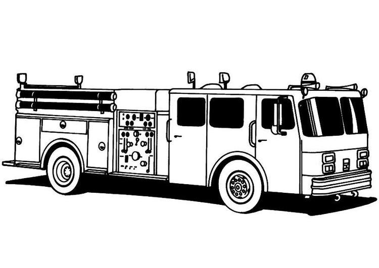Dessin à colorier: Camion de Pompier (Transport) #135884 - Coloriages à Imprimer Gratuits