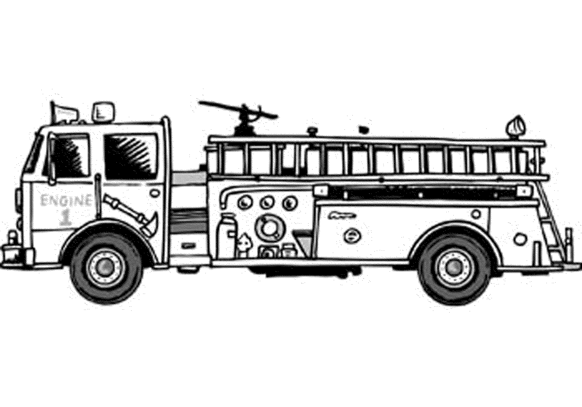 Dessin à colorier: Camion de Pompier (Transport) #135978 - Coloriages à Imprimer Gratuits