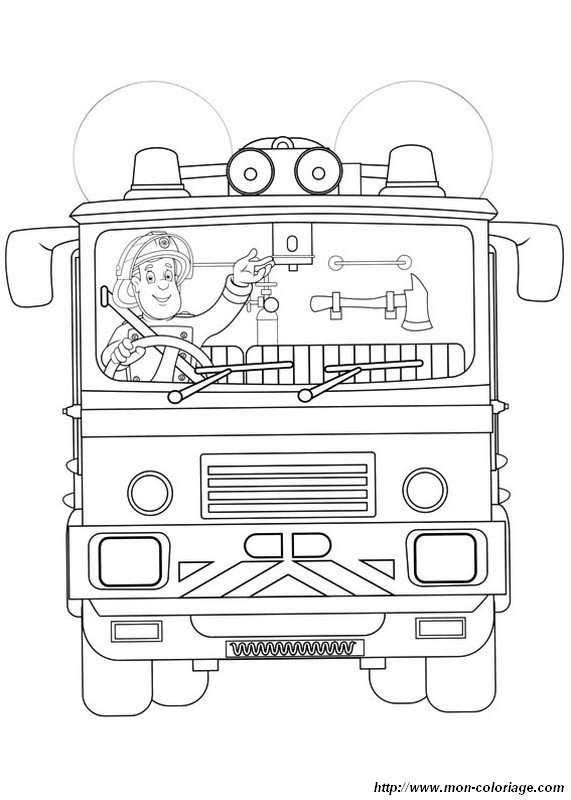 Dessin à colorier: Camion de Pompier (Transport) #136010 - Coloriages à Imprimer Gratuits