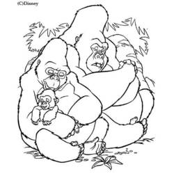Dessin à colorier: Gorille (Animaux) #7429 - Coloriages à Imprimer Gratuits