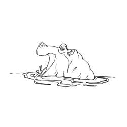 Dessin à colorier: Hippopotame (Animaux) #8695 - Coloriages à Imprimer Gratuits