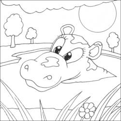 Dessin à colorier: Hippopotame (Animaux) #8729 - Coloriages à Imprimer Gratuits