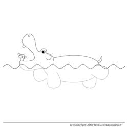 Dessin à colorier: Hippopotame (Animaux) #8733 - Coloriages à Imprimer Gratuits
