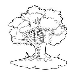 Dessin à colorier: Cabane dans un arbre (Bâtiments et Architecture) #65992 - Coloriages à Imprimer Gratuits