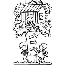 Dessin à colorier: Cabane dans un arbre (Bâtiments et Architecture) #65997 - Coloriages à Imprimer Gratuits