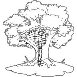 Dessin à colorier: Cabane dans un arbre (Bâtiments et Architecture) #66029 - Coloriages à Imprimer Gratuits