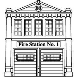 Dessin à colorier: Caserne de Pompier (Bâtiments et Architecture) #68476 - Coloriages à Imprimer Gratuits
