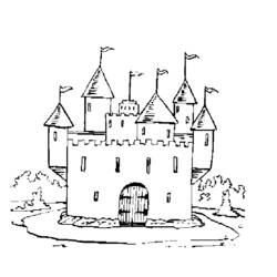 Dessin à colorier: Chateau (Bâtiments et Architecture) #62092 - Coloriages à Imprimer Gratuits