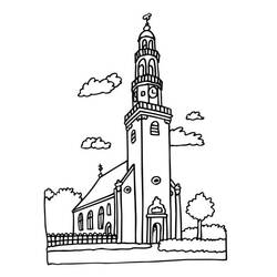 Dessin à colorier: Église (Bâtiments et Architecture) #64152 - Coloriages à Imprimer Gratuits