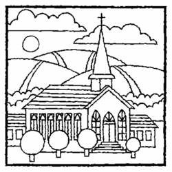 Dessin à colorier: Église (Bâtiments et Architecture) #64157 - Coloriages à Imprimer Gratuits