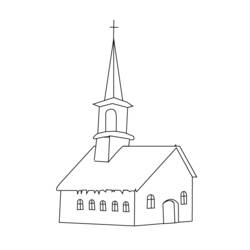 Dessin à colorier: Église (Bâtiments et Architecture) #64163 - Coloriages à Imprimer Gratuits