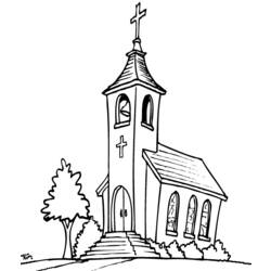 Dessin à colorier: Église (Bâtiments et Architecture) #64171 - Coloriages à Imprimer Gratuits